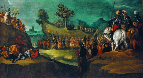 Ancient battle between knights and soldiers 2: the second of a pair of paintings by Antonio Tempesta